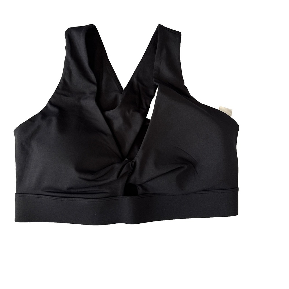Fabletics NWT Oasis Twist Medium Impact Sports Bra XXL Black Crisscross Gym